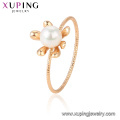 15433 xuping nouveau concepteur simple cercle romantique perle d&#39;eau douce 18 k plaqué or bague pour le mariage nuptiale